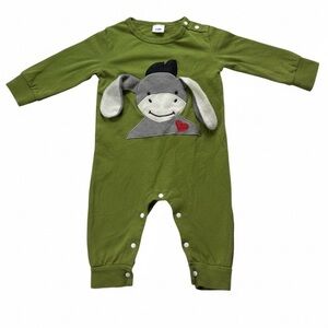 Green Baby Romper with Cute Character Design